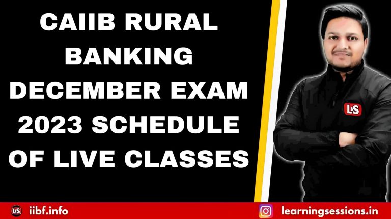 CAIIB RURAL BANKING CLASSES 2024 | SCHEDULE OF VIDEO CLASSES
