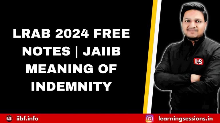 JAIIB LRAB STUDY MATERIAL 2024 FREE IMPORTANT NOTES | WHAT IS INDEMNITY?